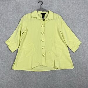 Ali Miles A-Line Tunic Top Size PS Chartreuse Lime Green Lagenlook Oversized